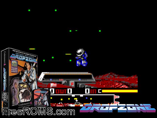 Drop Zone Game Gear game showing 3D box cover and gameplay screenshot
